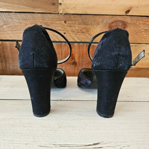 Jennifer Moore black satin & velvet strappy heels size 6 - Picture 5 of 12